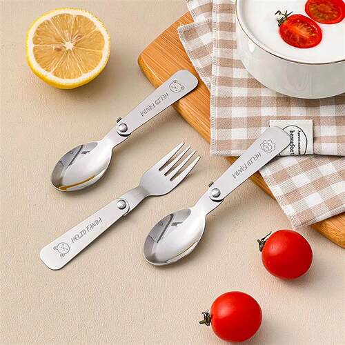 3Pcs/Set Portable Foldable Dinnerware Set 304 Stainless Stee