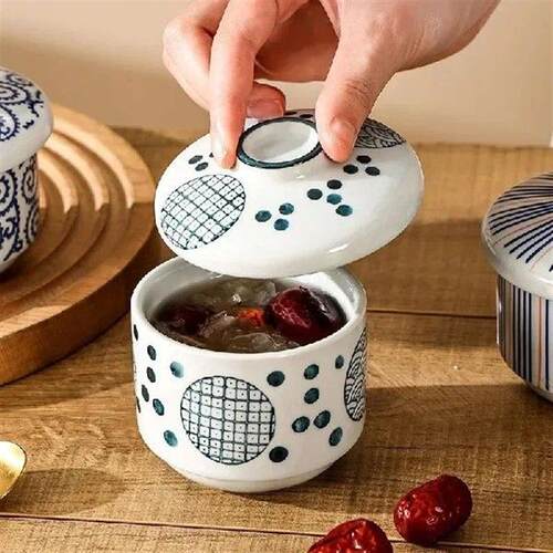 Japanese Ceramic Small Soup Bowl With Lid Baby Steamed Egg
