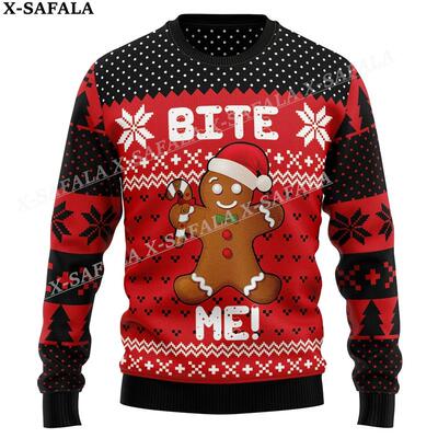 Oh Snap Gingerbread Man Bite Me Ugly Christmas Knit Sweaters