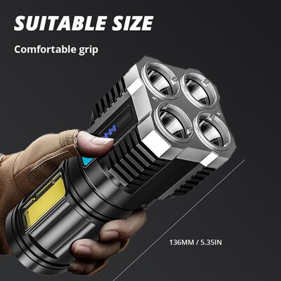 High Power LED Flashlights Camping Torch With 4 Lamp Beads
