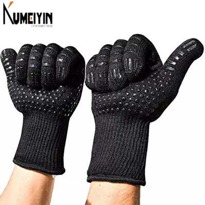 2片heat Resistant BBQ grill Gloves Cooking Baking Oven Mitts