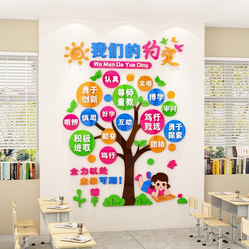 班级布置教室装饰中小学我们的约定励志文字标语开学文化墙贴立体,家居饰品,文化墙贴,淘宝优惠券,粉丝福利购,淘宝优惠卷