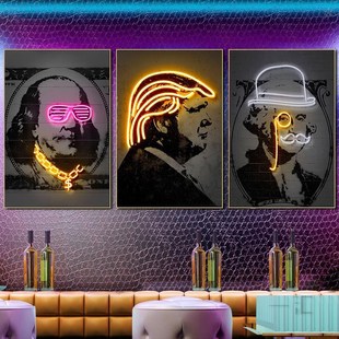 霓虹灯音乐酒吧挂画KTV包厢墙面装饰画恶搞名人歌舞厅小酒馆壁画