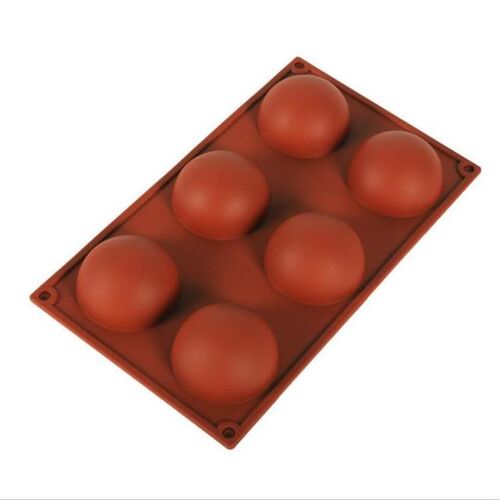 6 Hole Round Shape Cake Mold Brown Half Ball Sphere Silicone