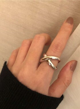 Ins tendy metallic minority design ring female fashion chain