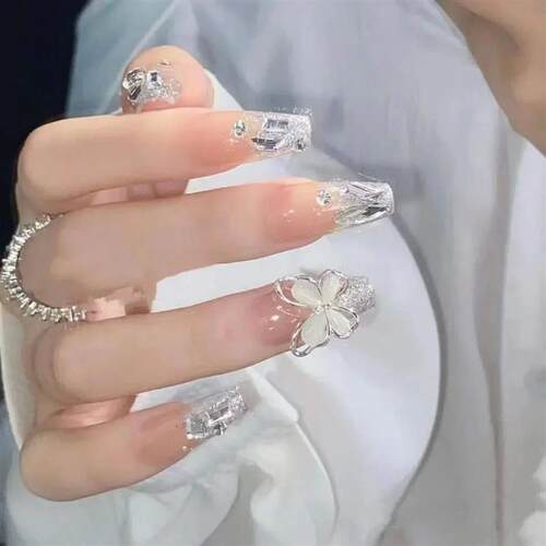 24pcs/box Fake Nails Press on Reusable with Designs Set Fren
