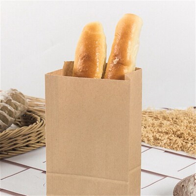 10pcs Brown Kraft Paper Bags Biscuits Packaging Wrapping Sup