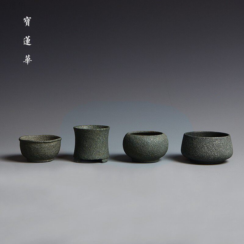 天然青石禅韵品茗杯 手工石杯 主人杯子禅定杯品茶杯品杯功夫茶具