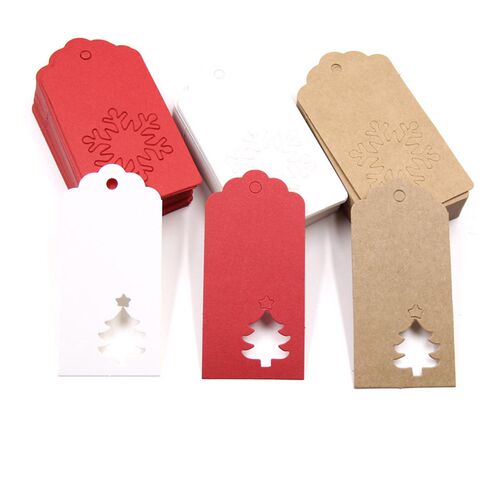 50PCS Christmas White&Red Kraft Paper Tags Handmade/Than