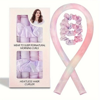Heatless Curling Rod Set Headband No Heat Silk Curls Ribbon