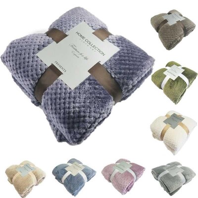 Flannel Fleece Sofa Throw Soft Travel Blanket Warm Bedspread