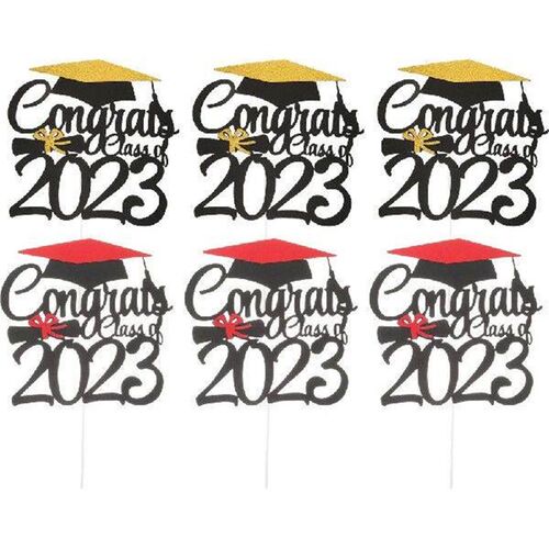 6 Pcs Graduation Cake Inserts Cupcake Picks Cap Toppers