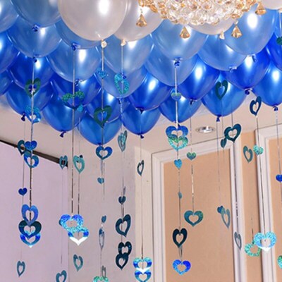 100pcs/lot Red Heart Laser Sequined Rain Balloon Pendant Rom