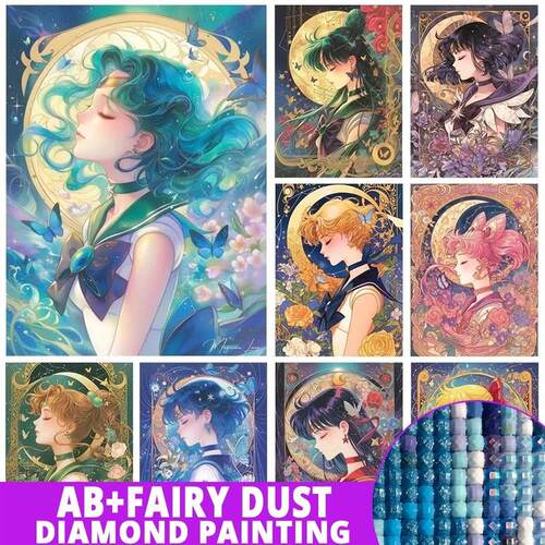 Fairy Dust AB Cartoon Girl Diamond Painting Beauty Girl Warr