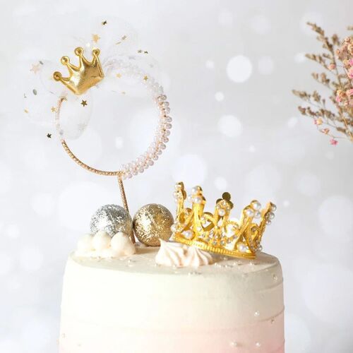 Pearl Crown Cake Topper Iron Garland Happy Birthday Prince P