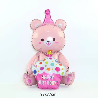 ins 4D Bear Foil Balloon Baby Birthday Photo Props Cartoon A