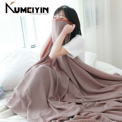 -Bamboo fiber waffle washed summer cool blanket towel blank