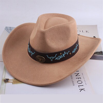 Men Women Western Cowboy Fedora Jazz hat 西部牛仔毛呢礼帽