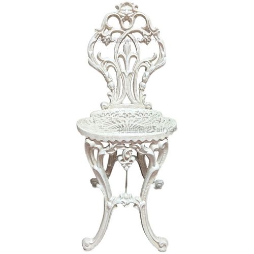 铸铁法式复古做旧单人椅米白藤蔓小型高背椅园艺杂货花园阳台庭院