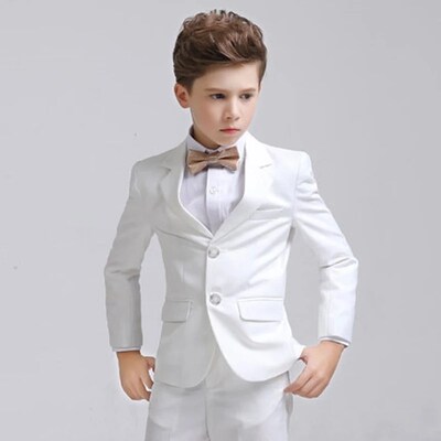 Kids Boys White Blazer Vest Pants 3PCS Set Children Baptism