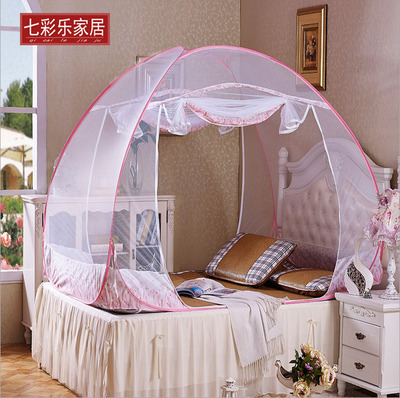 蒙古包加密蚊帐免安装学生上下1.21.5米1.8m床人家用三开门有底