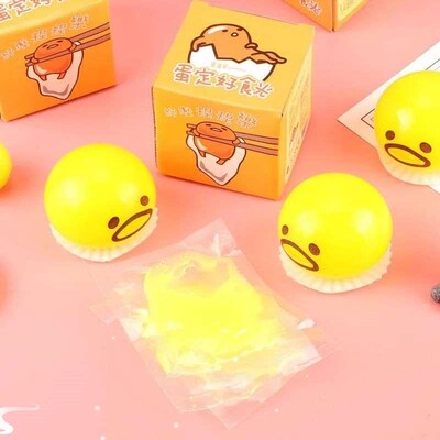 1 Pcs Squishy Puking Egg Yolk Sress Ball with Yellow Goop Re
