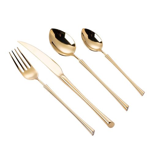 西餐牛排刀叉勺装家用欧式餐刀金色不锈钢叉子勺子西餐具三件