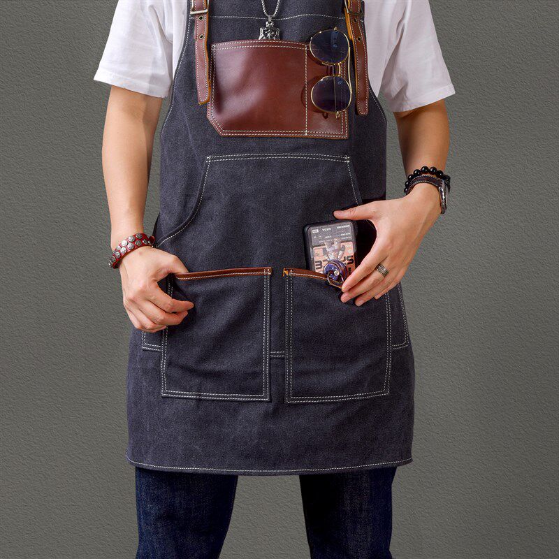 二十四街  复古1安加厚帆布配牛皮画室理发师围裙咖啡厅工作服,家庭/个人清洁工具,围裙,淘宝优惠券,粉丝福利购,淘宝优惠卷