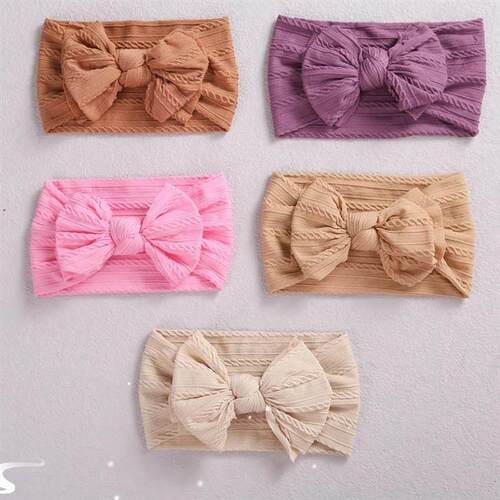 1Pcs Cable Knit Baby Girl Hair Bows Headband for Newborn Bab