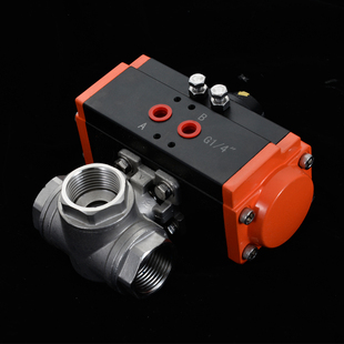 30不锈钢气动三通球Q1 1P丝扣内螺纹T型L型三通门DN15