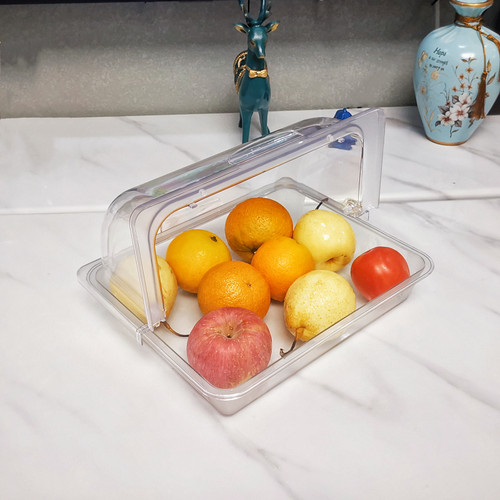 防尘罩保鲜盖试吃盒带盖翻盖自助餐展示盘凉菜酱菜盒水果盘