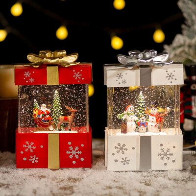 Christmas Decoration Gift Box Crystal Ball Automatic Snowfa