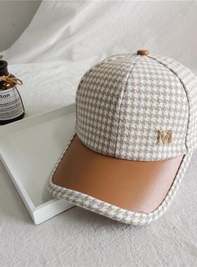 British Houndstooth Face Caps For Women Men Streetwear Check