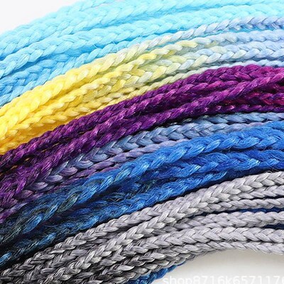 60cm Hair Color Gradient Dirty Braided tail Women Elastic Ha