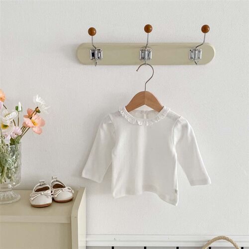 Spring Autumn Roundneck Longsleeve Kids Hollowout Blouse Gir