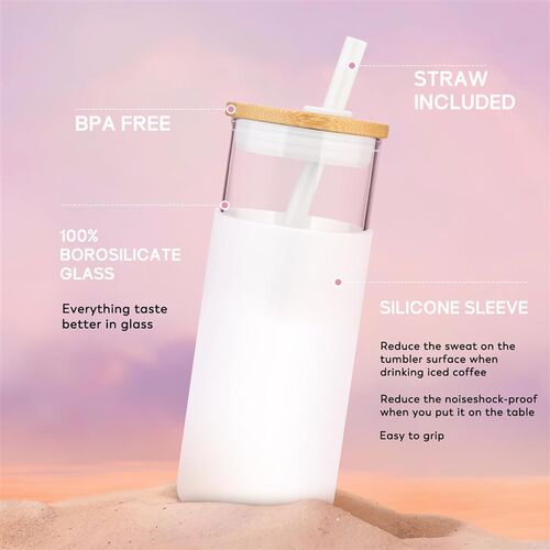 Tumbler Glass Water Bottle Iced Coffee Cup Smoothie Drinking
