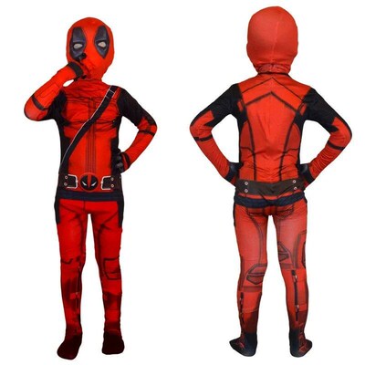 Childrens Deadpool Cosplay Costume Adults Suit Kids Strap H