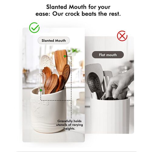 Ceramic Kitchen Utensil Holder for Countertop Large Cooking