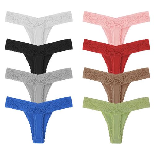 10 Pcs/Pack Elegant Lace Cotton Women G-String Thong Plus Si