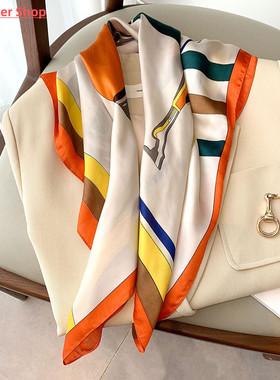 2022 New 70*70cm Silk Satin Hair Scarf Women Handkerchief Pr