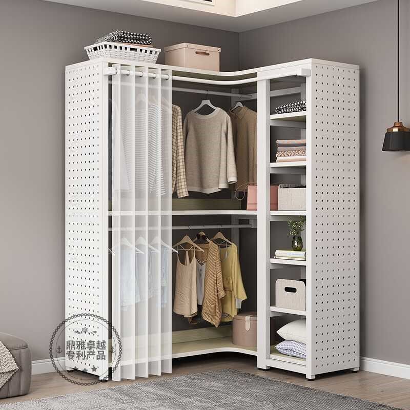 多功能金属转角衣帽架带防尘帘衣柜落地洞洞板挂衣架一体卧室家用,住宅家具,衣帽架,淘宝优惠券,粉丝福利购,淘宝优惠卷