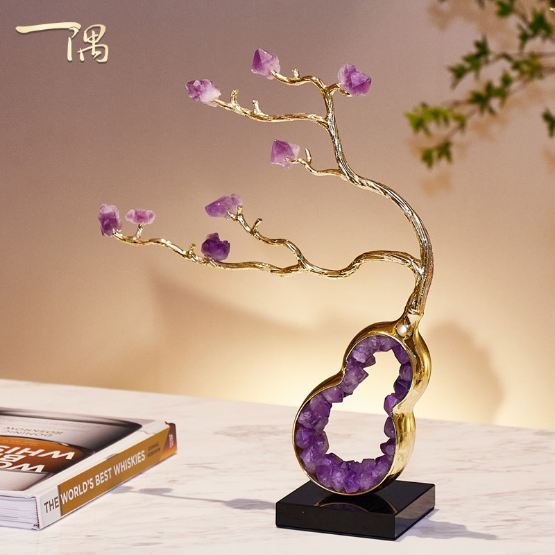 紫水晶葫芦玄关桌面酒柜电视柜高级装饰摆饰客厅招财乔迁新居礼品