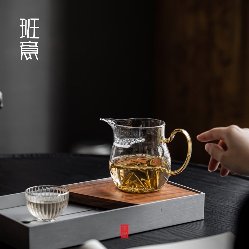 班意 公道杯带茶漏一体玻璃耐热加厚分茶器绿茶月牙过滤泡茶公杯图片