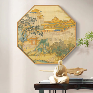 清明上河图挂画古风民俗装饰画中式饭店包厢玄关走廊遮丑墙面壁画