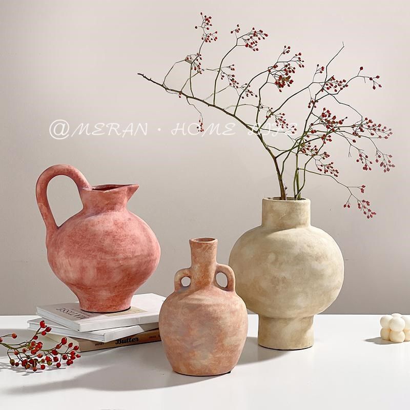 侘寂风复古陶瓷花瓶桌面摆件水培插花客厅餐桌样板房装饰品高级感,家居饰品,花瓶,淘宝优惠券,粉丝福利购,淘宝优惠卷