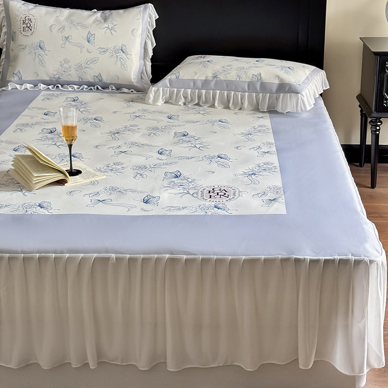 小清新A类抗菌夏季冰丝凉席三件套可水洗床裙款1.8凉感空调软席子,床上用品,冰丝席,淘宝优惠券,粉丝福利购,淘宝优惠卷