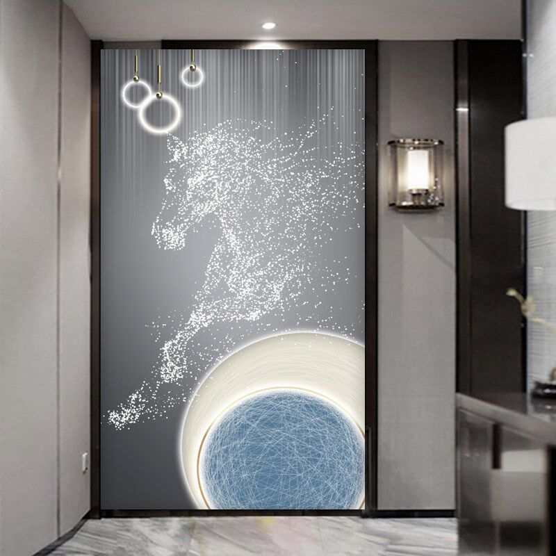 入户8D酒店玄关背景墙布大型壁纸画5D立体竖版走廊过道进门墙欧式
