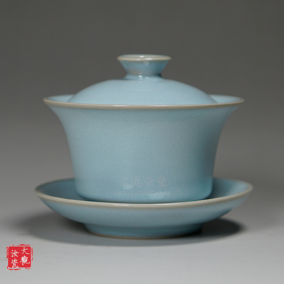 汝州原产地大观汝瓷茶具 三才盖碗 一级品 朱家汝窑 玛瑙入釉