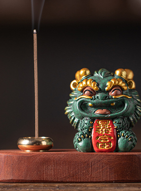 可爱彩金开运暴富生肖龙线香插香托香器香座香道摆件创意桌面装饰