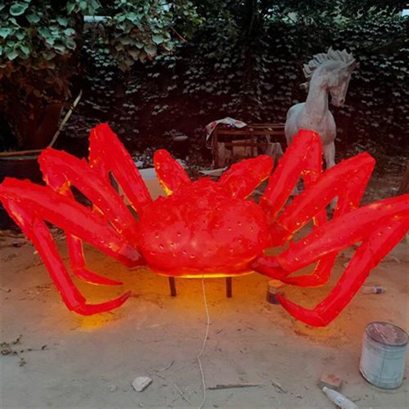 玻璃钢发光螃蟹雕塑仿真龙虾摆件章鱼海鲜餐馆商场招牌模型装饰品